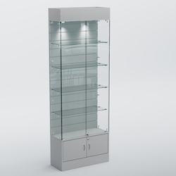 Витрина СЕТЬ №5-П с экономпанелью и полками, Серый
