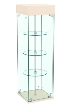Витрина РОТАЦИЯ настольная с вращающимися полками №23-3 (прозрачная), Крем Вайс