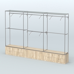 Торговая система ХРОМ без ДСП 3600 мм №6 с тумбами Т-11, Т-14 и поручнями, Дуб Сонома