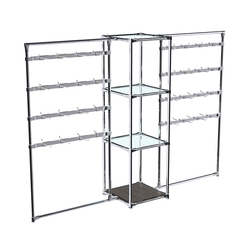 Хромированное вешало ШТАНГА №2-1 с полками стекло 6 мм, Дуб Венге