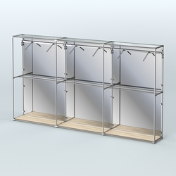 Торговая система ХРОМ (задняя стенка - зеркало) 3600 мм с поручнями №7, Дуб Сонома