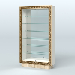 Низкая витрина с декором и узкими полками НБА-11, Белый + Дуб Сонома