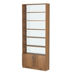 Стеллаж из ДСП с 5-ю полками 250x900 мм серии LEVEL-5 №11-1 (З/C - СТЕКЛО), Орех