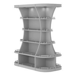 Островной высокий стеллаж ГАРАНТ №2-О с ограничителями, Серый