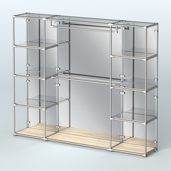 Торговая система ХРОМ (задняя стенка - зеркало) 3600 мм с зеркальными полками и поручнями №3, Дуб Сонома