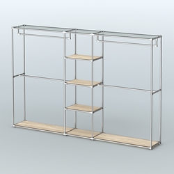 Торговая система ХРОМ без ДСП 3030 мм с полками ДСП и поручнями №4, Дуб Сонома