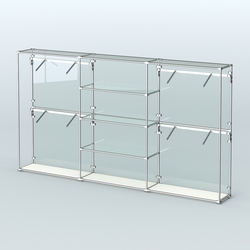 Торговая система ХРОМ (задняя стенка - стекло) 3600 мм с прозрачными полками и поручнями №5, Белый