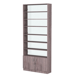 Стеллаж из ДСП с 6-ю полками 250x900 мм серии LEVEL-6 №11-1 (З/C - СТЕКЛО), Ясень Анкор темный