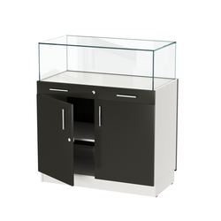 Прилавок ювелирный "Диаманд" №1-1000, ЛДСП белый + МДФ черный