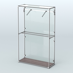 Торговая система ХРОМ (задняя стенка - стекло) 1200 мм с поручнями №4, Ясень Анкор темный