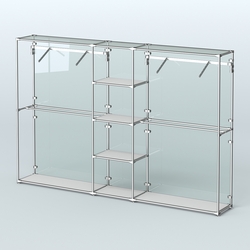 Торговая система ХРОМ (задняя стенка - стекло) 3030 мм с полками ДСП и поручнями №12, Серый