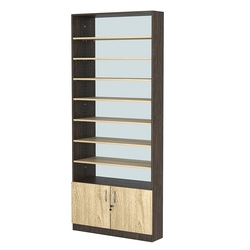 Стеллаж из ДСП с 7-ю полками 200x900 мм серии LEVEL-7 №10-2 (З/C - ЗЕРКАЛО), Дуб Венге + Дуб Сонома