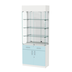 Витрина ювелирная "Диаманд" №15, ЛДСП белый + МДФ голубой