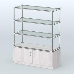 Островная торговая система ХРОМ 1200 мм с тумбами №5, Ясень Анкор светлый