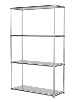 Хромированный стеллаж СТИЛЬ №1г с полками Зеркало 4 мм, Белый
