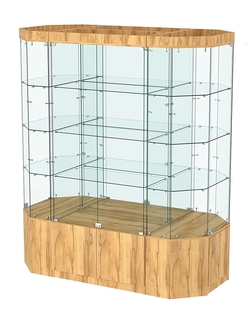 Стеклянная островная большая витрина с подсветкой серии Истра №801-О-900, Дуб Золотистый