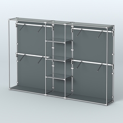 Торговая система ХРОМ (задняя стенка - ДСП) 3600 мм с зеркальными полками и поручнями №8, Темно-Серый