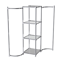 Хромированное вешало ВОЛНА №1-4 с зеркальными полками 4мм, Серый