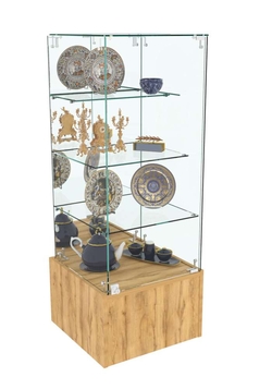 Торговый пристенный прилавок Зеркало с крепежами №132 (закрытый), Дуб Золотистый