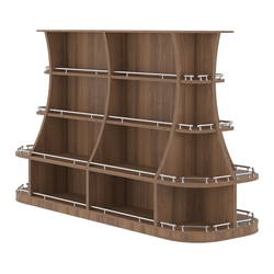 Островной низкий стеллаж ГАРАНТ №3-О с ограничителями, Орех