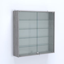 Витрина настенная №204-1А с узкими прозрачными полками, Бетон Чикаго светло-серый F186 ST9