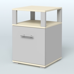 Тумба Динен №2 приставная 1 распашной фасад с надставкой, Серый + Крем Вайс