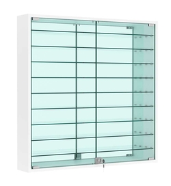 Витрина настенная №4-6А зеркальная с девятью полками, Белый