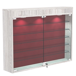 Настенная витрина с бархатом серии БАРОН №3-3А (пять полок), Ясень Анкор светлый + 07 Red