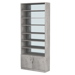 Стеллаж из ДСП с 6-ю полками 300x900 мм серии LEVEL-6 №12-2 (З/C - ЗЕРКАЛО), Бетон Чикаго светло-серый F186 ST9