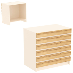 Торговый прилавок прямоугольный с фасадными панелями №1Э, Крем Вайс и Дуб Золотистый