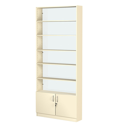 Стеллаж из ДСП с 5-ю полками 200x900 мм серии LEVEL-5 №10-1 (З/C - СТЕКЛО), Крем Вайс