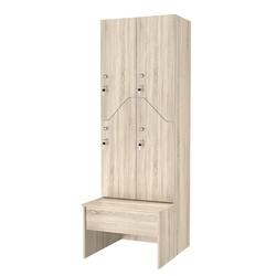 Шкаф для раздевалок со скамейкой КОМБО-Элегия №2-1Б, Дуб Сонома