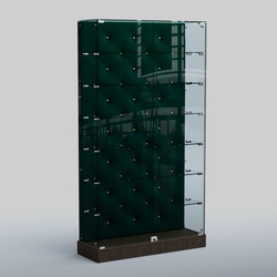 Низкая стеклянная витрина КАПИТОНЕ №9-ХП, Дуб Венге  + Велюр Tiffany 10 Dk. Green
