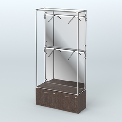 Торговая система ХРОМ (задняя стенка - зеркало) 1200 мм №3-3 с тумбой Т-15 и поручнями, Дуб Венге