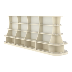 Островной низкий стеллаж ГАРАНТ №5-О с ограничителями, Крем Вайс + Белый