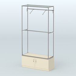 Торговая система ХРОМ без ДСП 1200 мм №4-4 с тумбой Т-21 и поручнями, Крем Вайс