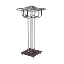 Торговое хромированное вешало с усиленными поручнями СЕКТОР №4, Дуб Венге