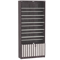 Витрина серии "Смок" №1-ДП-900 (с доп. полками), Ясень Анкор темный + Ясень Анкор светлый