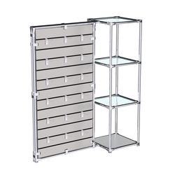 Хромированное вешало ЩИТ №1-1 с полками стекло 6мм, Серый