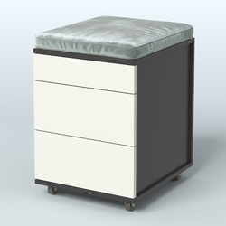 Тумба мобильная Фламинго 2 ящика + 1 ящик-лоток с подушкой, Черный + Белый