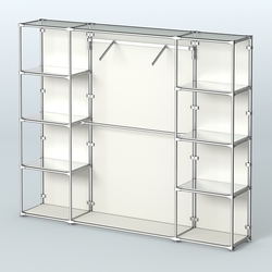 Торговая система ХРОМ (задняя стенка - ДСП) 3600 мм с зеркальными полками и поручнями №11, Белый