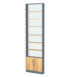 Стеллаж из ДСП с 6-ю полками 100x600 мм серии LEVEL-6 №1-1 (З/C - СТЕКЛО), Темно-серый и Дуб Золотистый