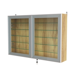 Витрина настенная №3-5А широкая с пятью стеклянными полками серии Collecto, Дуб Золотистый