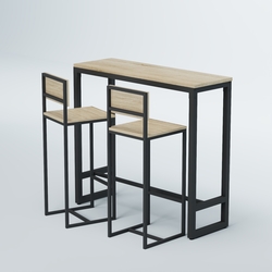 Комплект барный стол "Кофе-брейк" №8 и стулья, Дуб Сонома