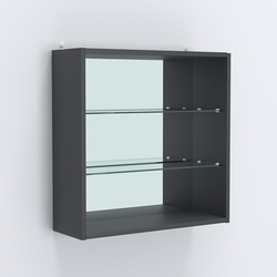 Витрина настенная №201-2Г открытая с зеркалом, Антрацит