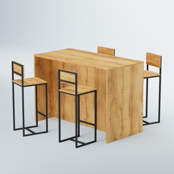 Комплект барный стол "Кофе-брейк" №5 и стулья, Дуб Золотистый