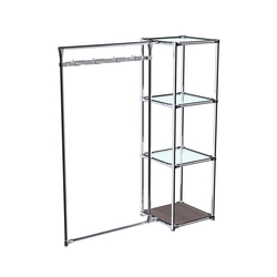 Хромированное вешало ЛУЧ №1-1 с полками стекло 6мм, Ясень Анкор темный - U31105