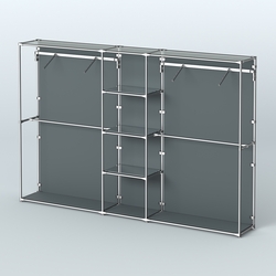 Торговая система ХРОМ (задняя стенка - ДСП) 3600 мм с зеркальными полками и поручнями №12, Темно-Серый