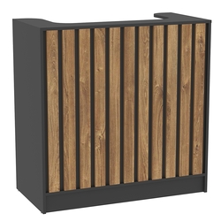 Прилавок под кассу серии "Смок" №2, Черный + Дуб Канзас коричневый