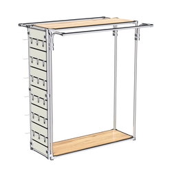 Хромированный стенд-вешало ETD-11 №1-3 (торец-ЭП) с полками ДСП 16мм, Дуб Золотистый